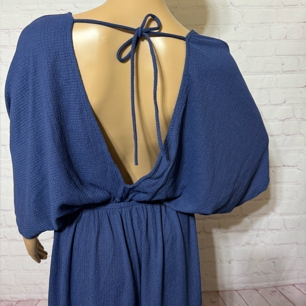 FREE PEOPLE “ Venus One Piece” women’s butterfly sleeve jumpsuit in blue XS nwt - Picture 6 of 16